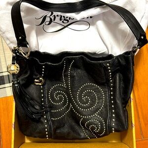 EUC Brighton black leather studded shoulder bag
